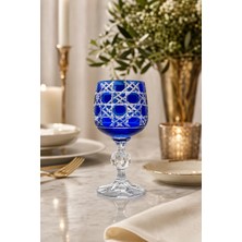 Kristal Market El Yapımı Kristal Bohemia Petek Renkli Lüks Kristal Ayaklı Kadeh Kahve Yanı Su Bardağı 150CC