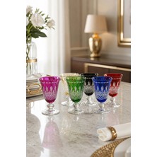 Kristal Market 6 Parça Royal Renk Lüks Ayaklı Meşrubat 280ML Yemek Masası Için Uygundur