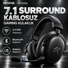 MCHOSE V9 Turbo+ Kablosuz Gaming Kulaklık 7.1 Surround Siyah Bluetooth Bağlantı Özellikli (Hw-V9-14)