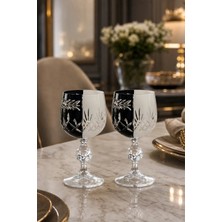 Kristal Market Bohemia Kristal Çift Renk Siyah Beyaz Kadeh Mixed Color Model 2 Adet