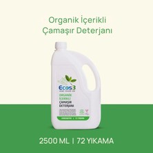 Ecos3 Sıvı Çamaşır Deterjanı, Organik İçerikli & Vegan, Extra Konsantre, 72 Yıkama, 2500ml