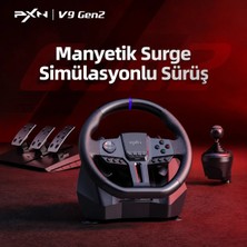 Pxn V9 Gen2 Yarış Direksiyonu 270-900 Derece Ayarlanabilir PC/PS3-4/Xbox S-X İçin Gerçekçi Deneyim