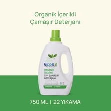 Ecos3 Sıvı Çamaşır Deterjanı, Organik İçerikli & Vegan Extra Konsantre, 22 Yıkama, 750ml