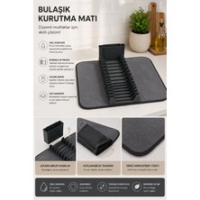 BURADABULDUN Premium Katlanabilir Mikrofiber Bulaşıklık Seti Antrasit – Tezgah Üstü Kurulama Matı 36X60 cm