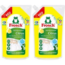Frosch Citrus Beyaz Çamaşır Sıvı Deterjan Yedeği 2 x 1,5 L – 50 Yıkama, Toplam 3 L