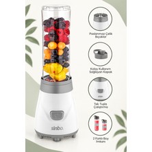 Sinbo SHB-3150 Beyaz Smoothie Blender, 600 ml + 300 ml Bpa Içermeyen Şişe, Paslanmaz Çelik Bıçak