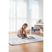 BURADABULDUN Çocuk Boyama Örtüsü Yıkanabilir 100X150 Cm-Eğitici Aktivite Matı Seti