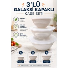 BURADABULDUN Galaksi Kapaklı Kase Seti 3’lü 1 Lt 2 Lt 3 Lt Bpa Free - Beyaz