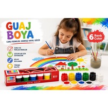 BURADABULDUN Südor Guaj Boya 6 Renk 20 ml Canlı Renkler Çocuklar Için Boyama ve Resim Seti
