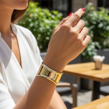 BURADABULDUN Kadın 14K Kaplama Gold Çelik Kelepçe Bileklik