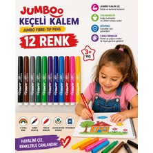 BURADABULDUN Pensan Kidz Jumboo 12 Renk Yıkanabilir Jumbo Keçeli Kalem Kalın Uçlu Çocuk Boyama Kalemi