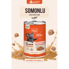 Merry Kısırlaştırılmış Kediler Için Somonlu Parça Etli Konserve Yaş Kedi Maması 400 G - 6 Adet