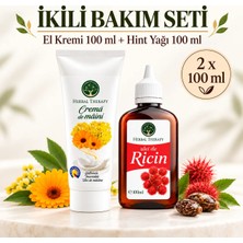 Herbal Therapy Avantajlı Paket: Besleyici El Kremi 100ml + Hint Yağı (Ricin) 100ml - Günlük Bakım