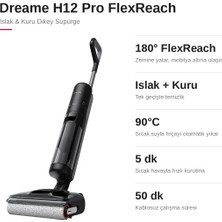 Dreame H12 Pro Flexreach 180° Yatan, Kendini Yıkayıp Kurutan Islak Kuru Dikey Süpürge