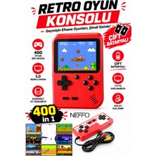 Neffo 400 Nostalji Oyunlu Mini Atari Karışık Renk Çift Kol Mini El Atarisi