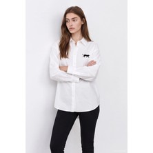 Quzu 27KGML03086 Ekru Nakış Detaylı Gömlek