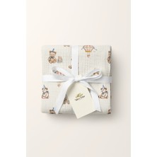 Balon ve Ayılı Müslin Örtü 75X75CM %100 Pamuk