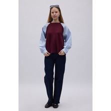 Zülays Poplin Kol Detaylı Bluz Bordo Mavi