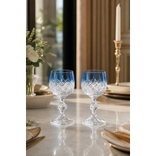 Kristal Market El Yapımı Renkli Bohemia Kristal Küpeli Damla Lüks Ayaklı Kadeh Kahve Yanı Su Bardağı 150ML