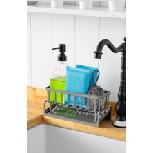 Bienca Tezgah Üstü Sıvı Sabunluk ve Süngerlik Organizer 23 cm – Su Tahliyeli Lavabo Düzenleyici Stand
