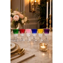 Kristal Market El Işçiliği Kesme Kristal Eylül Desen Ayaklı Meşrubat 280ML Yemek Masası Için Uygundur Su Bardağı