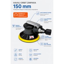 Azimli 150 mm Havalı Orbit Zımpara Makinesi - Toz Vakumlu Kompozit Gövde 10000 Rpm (S-5g)