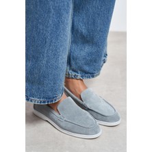 Nişantaşı Shoes Vayne Gri Hakiki Deri Düz Taban Kadın Babet