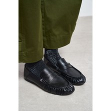 Nişantaşı Shoes Santa Siyah Mat Düz Taban Kadın Loafer Ayakkabı