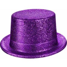 Atalier Coco Mor Simli Glitter Silindir Parti Şapkası