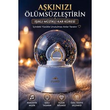 Tek Taş Yüzük Tasarımlı Büyük Boy Kar Küresi Mavi Sevgiliye Hediye 18 cm x