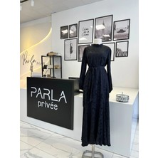 Parla Prive Orhan Store Siyah Leopar Desenli Elbise