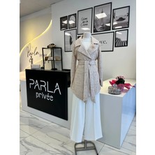 Parla Prive Orhan Store Geometrik Desen Jakarlı Kuşaklı Ceket