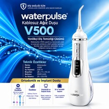 Waterpulse Water Flosser V500 Kablosuz Taşınabilir Ağız Duş Bakım Seti Beyaz