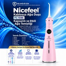 NPO Nicefeel FC1596 Taşınabilir,Şarjlı,Masajlı,Diş Teli/Protez Bakım Profesyonel Ağız Duşu-Pembe