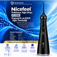 NPO Nicefeel FC1596 Taşınabilir,Şarjlı,Masajlı,Diş Teli/Protez Bakım Profesyonel Ağız Duşu-Siyah