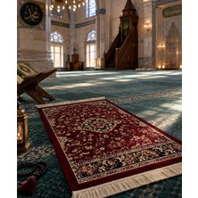 Has 1950 Bordo  Klasik Desenli Dijital Baskı Seccade – Geleneksel Motifli Namaz Seccadesi