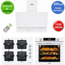 Eminçelik ve Afm Marka Ea3  Beyaz Cam Turbo Dijital 3'lü Ankastre Set (Fırın+Ocak 12226 +Davlumbaz)