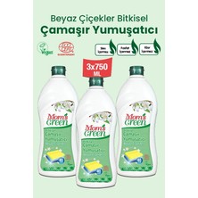 Mom's Green Bitkisel Çamaşır Yumuşatıcı 750 ml x 3 Adet Beyaz Çiçekler Türkiye Menşeli Organik