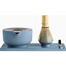 Fellow Matcha Seti 6 Parçalı Seramik ve Bambu Set Mavi