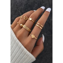 The Collection 6'lı Kombin Eklem Gold Yüzük Set