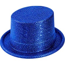 Marsilyan Mavi Simli Glitter Silindir Parti Şapkası