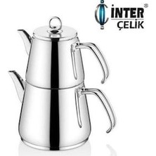 İnter Çelik Hanzade Mini Boy Sade Çaydanlık Takımı Paslanmaz Çelik Ömür Boyu Garantili Mini Boyu