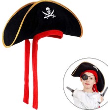 Marsilyan Çocuk Boy Kadife Jack Sparrow Denizci Kaptan Jack Korsan Şapkası 45X16 cm