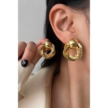 The Collection Noble Loop Düğüm Tasarımlı Gold Düğüm Küpe