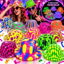 Marsilyan Neon Desenli Uv Işıkta Parlayan Parti Şapkası – Karışık 1 Adet
