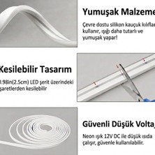 Burul 5 Metre Esnek Neon Led Şerit Dimmer Kumandalı Dekoratif Aydınlatma Seti