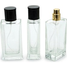 Parfüm Şişesi 50 ml 5 Adet Şeffaf Dikdörtgen Model Kolay Kapama