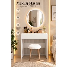 Klt Modüler Makyaj Masası Aynalı Puf Lu Tek Çekmece Makyaj Masa Ayna Puf Dahil