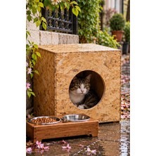 Reyo 40X30X30 cm Kedi Evi Ahşap Kedi Yuvası, Sokak Kedileri Için Barınak CAT05