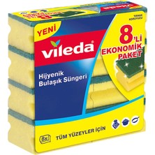 3 Adet Vileda Yeşil Oluklu Sünger 8'li Eko Paket